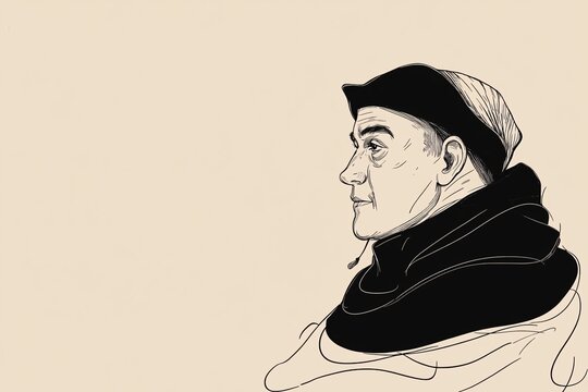 Serene Minimalist Art Depicting Thomas Aquinas, Master Theologian