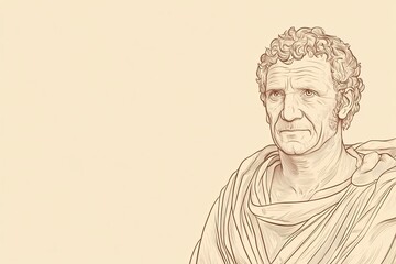 Fototapeta premium Elegant Depiction of Seneca the Younger in Roman Toga
