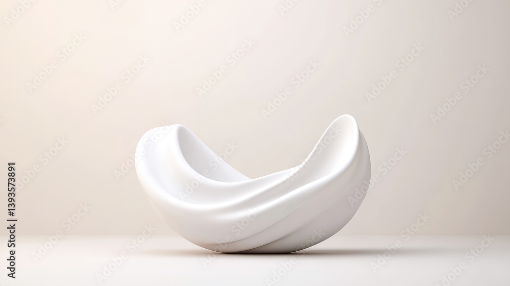 Poster abstract white sculpture smooth surface minimalist design high resolution centered composition fluid