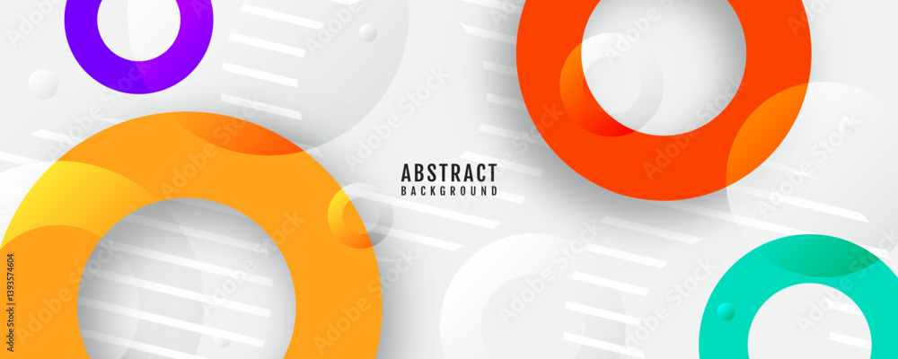 Poster Colorful abstract background overlap layer on bright space with circles lines effect decoration. Modern graphic design element stripes style concept for web banner, flyer, card, or brochure cover