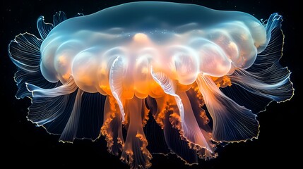 Naklejka premium Bioluminescent jellyfish in the deep sea