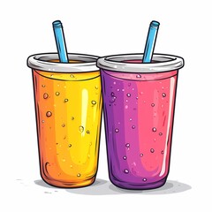 Colorful Beverage Illustration: Exotic Smoothie & Fizzy Soda for Cool Summer Parties