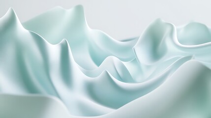 Obraz premium Abstract representation of flowing fabric with gentle curves and soft textures in shades of light blue and white creating a serene atmosphere