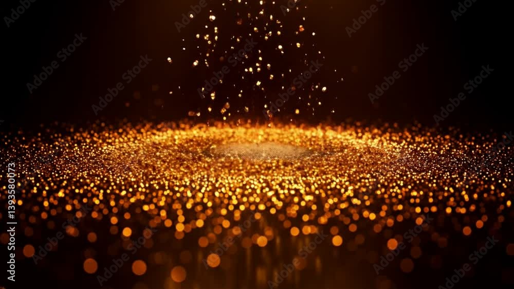 Poster golden glitter burst abstract background image: shimmering particles and sparkling lights