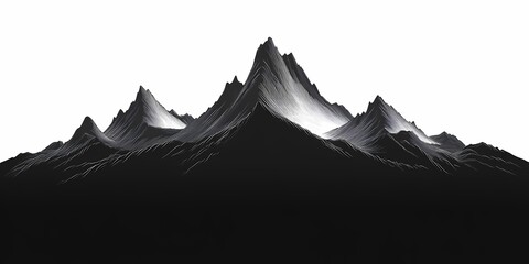 Majestic Rocky Mountain Ranges: Black and White Minimalist Landscape Photography and Illustration