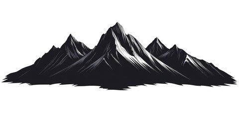 Abstract Black Mountain Vector Illustration - Geometric Nature Landscape Silhouette for Hiking Adventures and Wilderness Exploration