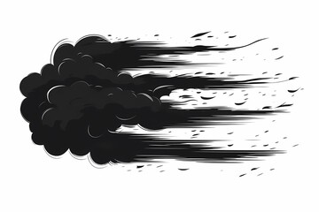 Dynamic Abstract Smoke Cloud Vector Background with Bold Black Brushstroke Design