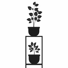 Modern Minimalistic Interior Decor with Stylish Potted Houseplant Silhouette