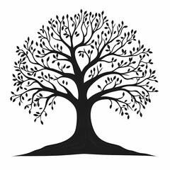 Obraz premium Black Silhouette Tree Art: Nature's Elegant Monochrome Illustration of Growth and Sustainability