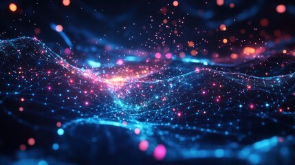 Obraz premium Abstract digital landscape of glowing particles (2)