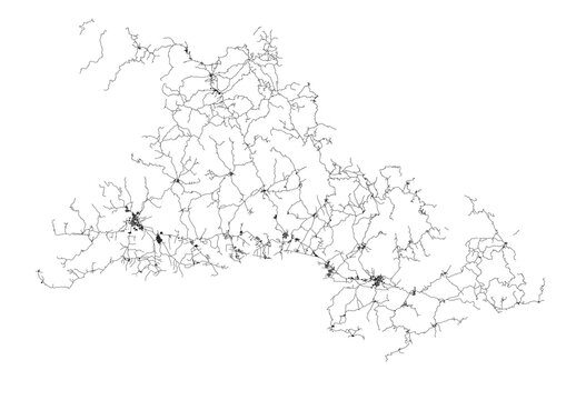 vector map of highway in chalatenango el salvador city with black and white color