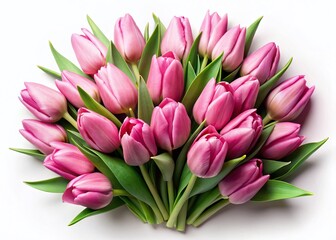 Obraz premium Delicate Pink Tulip Bouquet A CloseUp Spring Floral Arrangement on a White Background
