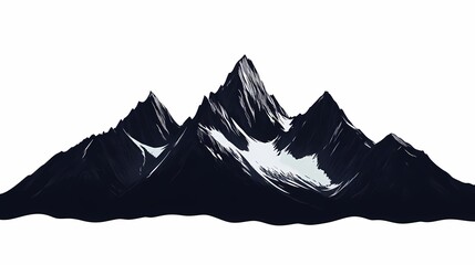 Majestic Alpine Peak Silhouettes: Elegant Black and White Mountain Landscape Graphic Design