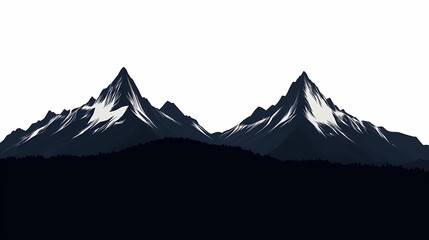 Majestic Mountain Silhouette: Explore the Serene Beauty of High-Altitude Peaks in Black-and-White