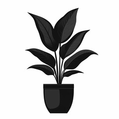 Minimalist Black and White Plant Illustration for Modern Home Decor - Enhancing Urban Jungle Aesthetics with Potted Greenery and Elegant Nature-Inspired Design Elements