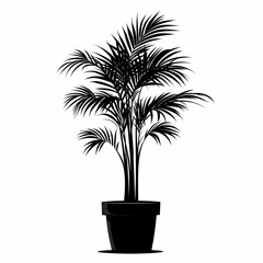 Stylized Black Silhouette Palm Illustration for Home Decor and Nature Lovers