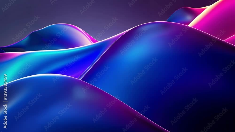 Poster vibrant and colorful abstract waves dynamic fluid design in blue and purple, creating smooth movemen