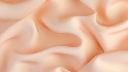Close-up texture of soft, flowing peach fabric with gentle folds and curves, creating an elegant and serene atmosphere