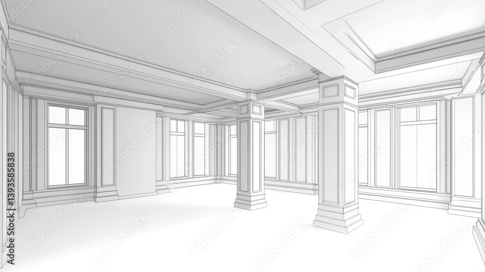 Poster blueprint of a structural engineering project with detailed drawings of beams, columns, and load dis