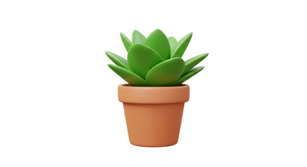 Fototapeta premium A cheerful succulent plant thriving in its terracotta pot, a symbol of simple joys and homegrown happiness against a clean white background.