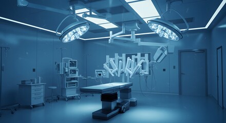 Futuristic operating room with advanced medical equipment