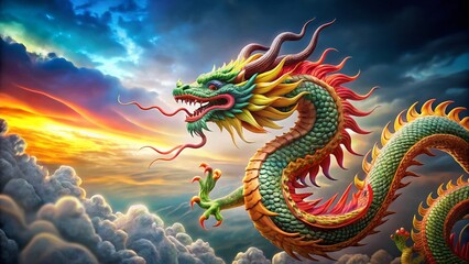Fototapeta premium Majestic Oriental Dragon Symbol of Strength Fortune and Power in Asian Culture