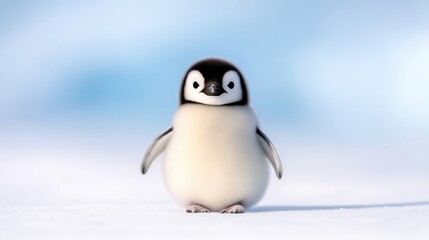 Fototapeta premium Adorable baby penguin on ice