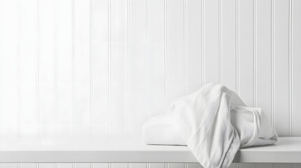 Pure Simplicity: A crisp, folded towel rests serenely on a clean, minimalist surface, embodying a sense of tranquil relaxation and refined elegance.