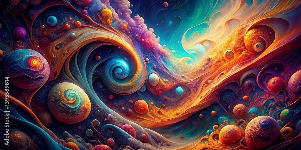 Poster vibrant abstract swirls a psychedelic visual feast for the eyes featuring dynamic colors and intrica