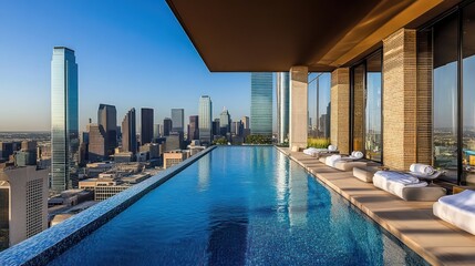 Naklejka premium City skyline rooftop infinity pool