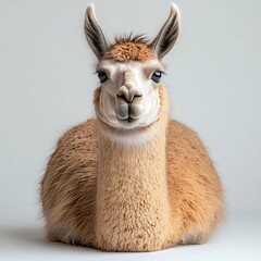 Fototapeta premium Adorable Fluffy Llama Portrait: A Serene and Gentle Creature