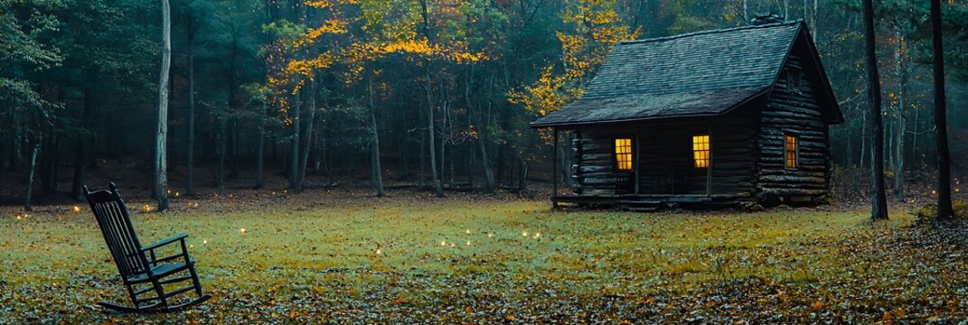 Lonesome cabin in the misty woods - Powered by Adobe