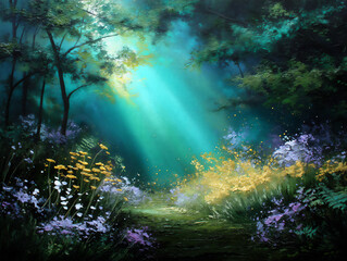 Obraz premium name: mystical forest clearing