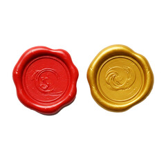 red and gold wax seal isolated white background 