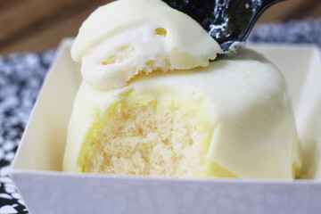 Delicious lemon cake at the cafe