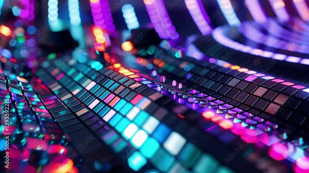 Poster vibrant and colorful abstract background with illuminated tiles dynamic energy of light and creativi