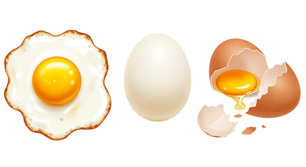 fried,boiled,broken egg vector illustration isolated on white background 