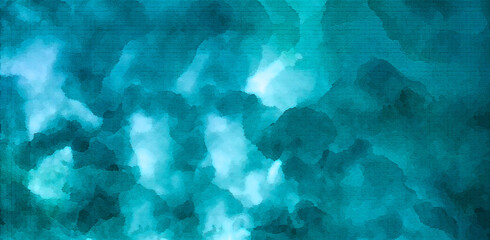 Abstract watercolor paint background by teal color blue and green with liquid fluid texture for background, banner . Blue green abstract watercolor. Art background for design. Daub, spot, stain.     

