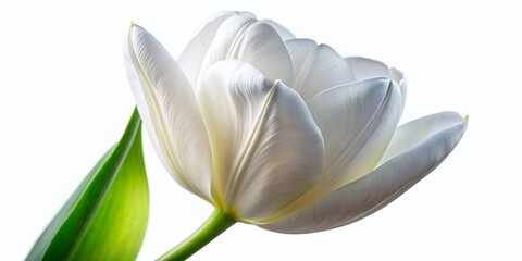 Obraz premium Enchanting Nighttime Closeup of a Rare White Tulip Blossom A Stunning Display of Natures Beauty