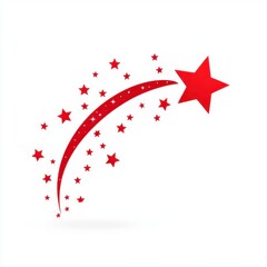 Red Star Path Icon with Shooting Trail on White Background Festive and Decorative Clip Art Design