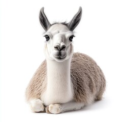 Obraz premium Adorable White Llama Portrait: Peaceful and Serene Animal Photography