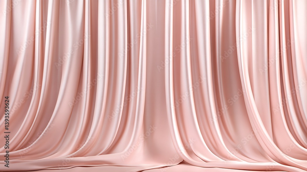 Aufkleber a soft and flowing draped fabric in a delicate pink hue gracefully cascading down, creating an elega