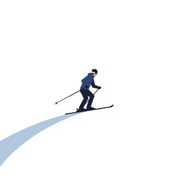skier skiing down slope minimalist style clip art preview