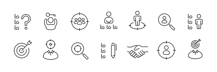 Linear style business and human resource icons set for effective team management