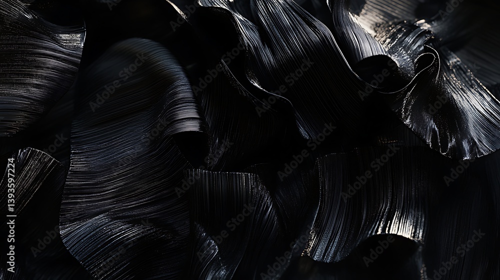 Poster abstract composition showcasing a dynamic interplay of dark textures and varied shapes, creating a s