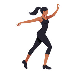 Obraz premium Dynamic female figure in motion, flat design style, elegant pose, vector illustration