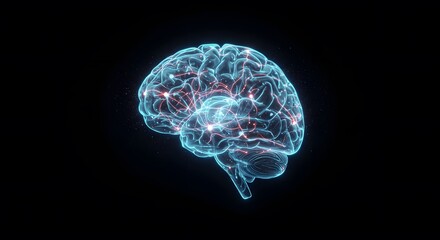3D brain model with neural highlights