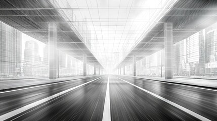 Obraz premium Architectural Design: Futuristic City Highway, Urban Development, Modern Cityscape, Transportation and Infrastructure
