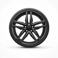 Fototapeta premium Black Alloy Wheel Rim Isolated on White Background