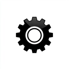 Black Gear Icon on White Background